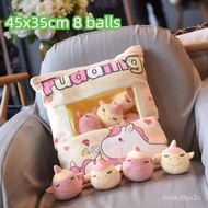 ⭐Affordable⭐Kawaii Animal Plush Pudding Bag 8 Balls Stuffed Squishy Dinosaur Pig Rabbit Unicorn Doll Snack Food Plush Pi