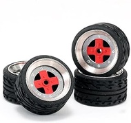 Carlomo 1/64 Scale N-Class Alloy Wheels and Rubber Tires with Axles Detail Up Kits (4pcs/1 Kit) Modi