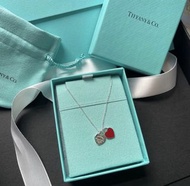 tiffany & co. return to tiffany noun bracelet紅雙心鎖骨鏈 紅色項鏈