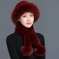 Fur Hat Female Winter Warm Imitation Fox Fur Hat Thickened Mother Korean Version Fashion Rex Rabbit 
