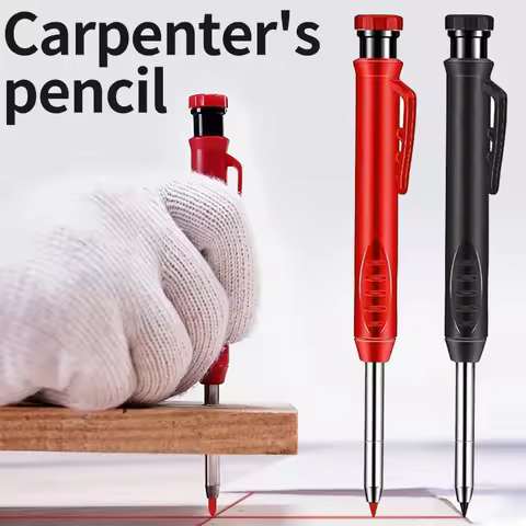 New 2.8mm Solid Carpenter Mechanical Pencil with Sharpener for Woodworking Construction Long Head Ca