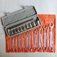 Wrench Package Spanner Set 8 - 22 mm + Socket Wrench Set 10 pcs