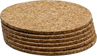 G4Cork Round Cork Coasters, Set of 6-95 x 3 mm (3.74 x 0.12 inches), Heat-Resistant, Reusable and Ea