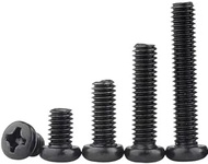 HJCYANG Black License Plate Screws for BMW and Tesla, Phillips Machine Pan Head 18-8, Stainless Steel, M5-0.8 x 6 mm、M5-0.8 x 8mm、M5-0.8 x 10 mm、M5-0.8 x 12 mm Bolt (Four of Each Type, a Total of 16)