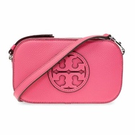 【TORY BURCH】雙拉鍊皮革迷你相機包-桃紅色