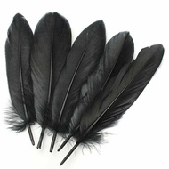 New 50pcs Black Nature Large Goose Feathers Decoration 6-8 inches/15cm to 20cm