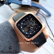 [Original] Alexandre Christie 6577MARBRBA Automatic Square Men's Watch with Black Silicon Strap 6577m