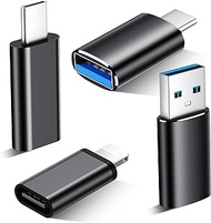 Temdan USB to USB C/Lightning Adapter 4 Pack,1*Lightning to USB C,1*USB C to Lightning,1*USB 3.0 to USB C,1*USB C to USB 3.0 for Apple Watch,iPhone 15 Pro Max 14 13 12,AirPods PS/2 to USB Adapt-Black