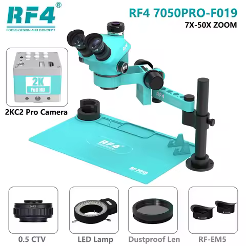 RF4 7050PRO-F019 Trinocular Microscope 7x50X Magnification Zoom 360° Rotation Adjustable Arm Univers