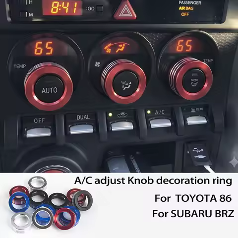 3pcs Car Dashboard A/C Adjust Knob Metal Decorative Ring For TOYOTA 86 GT86 For Subaru BRZ Interior 