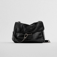 zara女包流浪包2024夏季新款潮摇滚黑色大容量链条包单肩斜挎包小方包