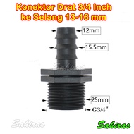 13-16 mm or 5/ 8 Inch Hose Connector to 3/ 4 Inch PVC Thread Socket
