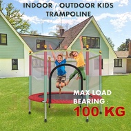 Trampolin LOMPAT kanak-kanak 55 Inch Kids Trampoline Jumper Indoor Outdoor Children Bouncer Jumping 