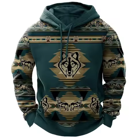 Vintage Indian Style Men's Hoodie Hooded Sweatshirt Unisex Harajuku Fashion Pullover New Jacket Over