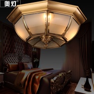 P224European-Style Copper Living Room Lamps Retro Aisle Balcony Restaurant Study Lamp Cozy BedroomledCeiling Lamp6