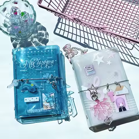 A7 Binder Trifold PVC Cover Organizer WAKAWAKA Refreshing Summer Ocean Theme Planner with Charm Acce