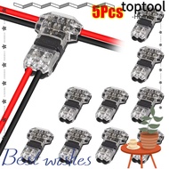 TOPTOOL 1/5Pcs Electrical Cable Crimp, Quick Splice T Type Pluggable Wire Connector,  2 Pin Low Volt