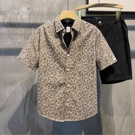 Summer Fashion Plaid Short-Sleeved Shirt Men Casual Square Collar All-Match