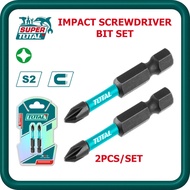 [ TOTAL ] (TACIM71PH250) 2pcs Impact Screwdriver Bit Set | PH2 | 50mm Length | S2 Steel
