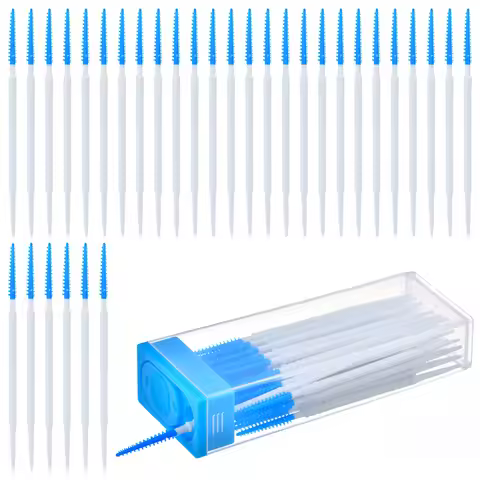 50/100pcs Disposable Double-end Interdental Brush Clean Between Teeth Extended Massage Silicone Toot