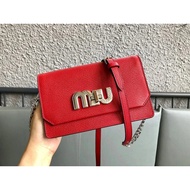 MIUMIU5BH077#原进口玛德拉斯山羊皮,, Chain and Cowhide Stitching Adjustable Detachable Long Shoulder Strap