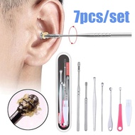 7Pcs Ear Wax Removal Kit Stainless Steel Earpick Earwax Remover Vacuum Cleaner Curette Ear Pick Clea