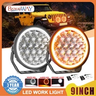 BraveWay 9inch LED Wrok Light Driving Light 6500K Car Light White/Amber DRL Spot Combo Beam for 4x4 Offroad Truck Pickup Jeep SUV 12V 24V