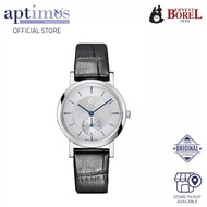 [Aptimos] Ernest Borel Danaus LS850N-23571BK Silver Dial Women Quartz Leather Watch