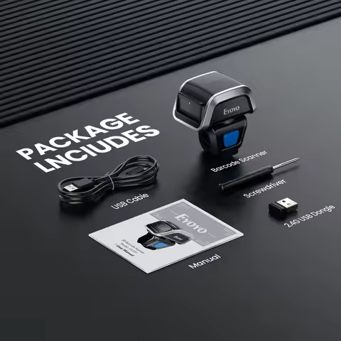 Eyoyo 2D Wearable Ring Barcode Scanner Wireless Bluetooth Mini Portable 3-in-1 USB Wired 2.4G finger