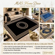 Luxury 3D Velvet Area Rug – Non-Skid Washable Accent Rug for Living Room & Bedroom