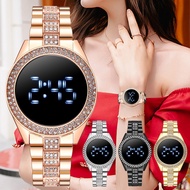 Fashion Digital Watch for Women Original Waterproof Korean Style LED Electronic Wristwatches Rose Gold Stainless Steel Ladies Wrist Watch