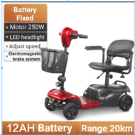 Elderly mobility scooter four wheel electric folding electric wheelchair adult elderly mobility scoo