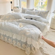 Bed 4-Piece Set ins Style Thick Lace Bed Cover Style Lace Four-Piece Set Quilt Cover High-Value Bed 