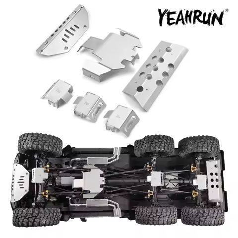 YEAHRUN Stainless Steel Chassis Armor Axle Rear Bumper Protector Skid Plate for TRX-6 G63 6X6 1/10 R