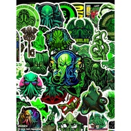 50 Cthulhu Mythos Stickers - Horror Green Octopus for Laptops, Helmets, and Skateboards