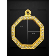 Amulet Case Anan Frame Surrounded By Diamonds Smooth Back Pure Brass Work 2.8*2.8