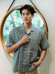 (JUN) Hawana Short Sleeves เสื้อเชิ้ตแขนสั้นฮาวานา Grey Zigzag