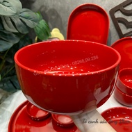 Bát Đĩa Gốm Sứ Decor Bát Ăn Cơm Bát Ăn Chè Chén Dĩa Dễ Thương Bộ Bát Đĩa Màu Đỏ Siêu Cute Xinh yêu G