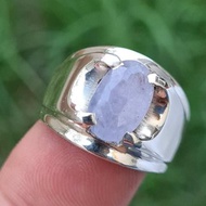 天藍色男士藍寶石戒指 - 橢圓形切割錫蘭斯里蘭卡男士藍寶石戒指