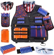 Kids Tactical Vest Kit for Nerf Guns N-Strike Elite Series with Refill Darts Dart Pouch, Reload Clip Tactical Mask Wrist Band and Protective Glasses for kids Boys &amp; girls