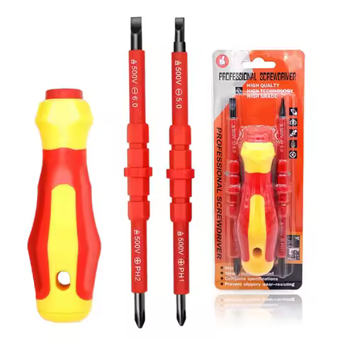 3 In 1 Insulated Screwdriver Set PH1/PH2 Multi-Purpose Screwdriver Electricians Slotted Cross Screwd