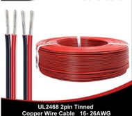 Ul2468 5m cách điện PVC Boston Đồng thiếc Dây loa đỏ đen dây 2 Cáp cài 16awg 18AWG 20wg 22AWG