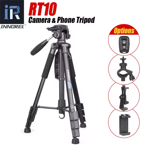 INNOREL RT10 Camera Tripod with Carry Bag, Wireless Remote and Phone Clip for DSLR, Cellphone, Canon