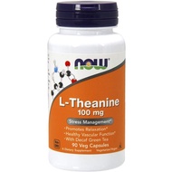 NOW Supplements, L-Theanine 100 mg with 90 Vegan Capsules Decaf Green Tea, Stress Management