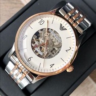 EMPORIO ARMANI 鏤空錶盤 銀色鋼帶 自動機械錶 AR1921