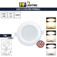 FFL Led 3 Color Eyeball 7W Day Light/Cool White/Warm White#FF Lighting#Spotlight#Downlight#Ceiling Light#Lampu Siling#灯
