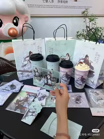 Official MOLLYTEA X Grandmaster of Demonic Cultivation Wei Wuxian Lan Wangji Cosplay Badge Paper Cup