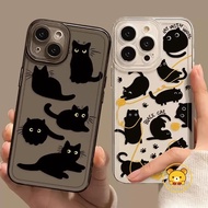 Cartoon Black Cat Transparent Phone Case for OPPO A77 A57 A56 A55 A53S A79 A95 A94 A78 A58 5G A58X A