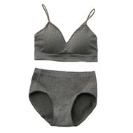 [ KHAEFASHION ] - (BR076) Bra Set BH+CD Women 1 Set Underwear BH Foam Gym Panties
