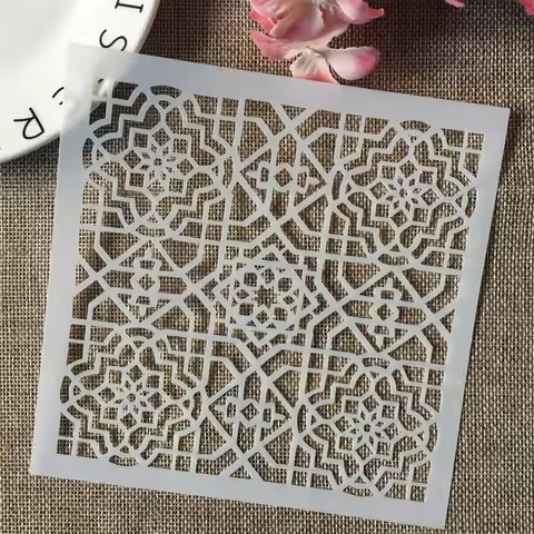 15cm Geometry Frame DIY Layering Stencils Wall Painting Scrapbook Coloring Embossing Album Decorativ
